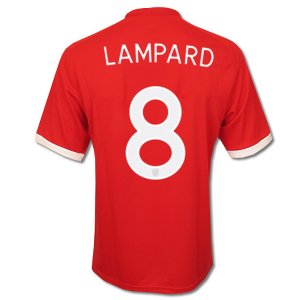 ENGLAND Away Size XL Frank LAMPARD #8 New Red 2010