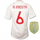 SPAIN Away Size XL Andres INIESTA #6 +World Champions Patch New White 2011