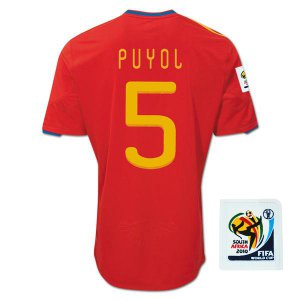 SPAIN Home Size XL Carles PUYOL +World Cup 2010 Patch New