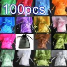 100pcs Mixed Colorful 7.8x11.8inch(20x30cm) Organza Bag Pouch for Gift Jewelry Solid Color
