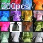 200pcs Mixed Colorful 4.7x3.5inch(12x9cm) Organza Bag Pouch for Gift Jewelry Solid Color