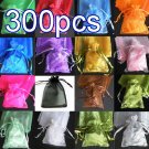 300pcs Mixed Colorful 2.7x3.5inch(7x9cm) Organza Bag Pouch for Gift Jewelry Solid Color