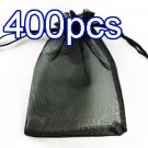 Black 4.7x3.5inch(12x9cm) Organza Bag Pouch for Gift Jewelry Solid Color