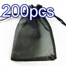 Black 6.5x9inch(17x23cm) Organza Bag Pouch for Gift Jewelry Solid Color