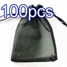 Black 7.8x11.8inch(20x30cm) Organza Bag Pouch for Gift Jewelry Solid Color