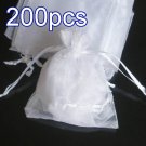 200pcs White 9x6.5inch(23x17cm) Organza Bag Pouch for Gift Jewelry Solid Color