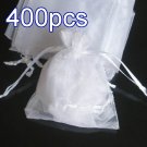 400pcs White 4.7x3.5inch(12x9cm) Organza Bag Pouch for Gift Jewelry Solid Color