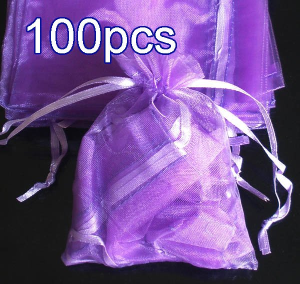 100pcs Lilac Purple 7.8x11.8inch(20x30cm) Organza Bag Pouch for Gift Jewelry Solid Color