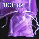 100pcs Lilac Purple 7.8x11.8inch(20x30cm) Organza Bag Pouch for Gift Jewelry Solid Color