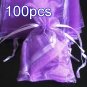 100pcs Lilac Purple 7.8x11.8inch(20x30cm) Organza Bag Pouch for Gift Jewelry Solid Color