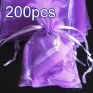 200pcs Lilac Purple 9x6.5inch(23x17cm) Organza Bag Pouch for Gift Jewelry Solid Color