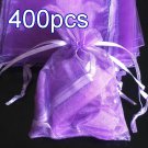 400pcs Lilac Purple 4.7x3.5inch(12x9cm) Organza Bag Pouch for Gift Jewelry Solid Color