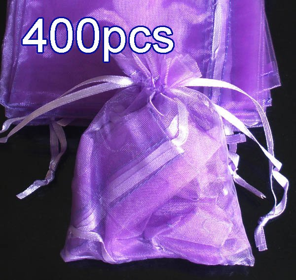 400pcs Lilac Purple 2.7x3.5inch(7x9cm) Organza Bag Pouch for Gift Jewelry Solid Color