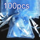 100pcs Baby Blue 7.8x11.8inch(20x30cm) Organza Bag Pouch for Gift Jewelry Solid Color