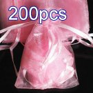 200pcs Baby Pink 9x6.5inch(23x17cm) Organza Bag Pouch for Gift Jewelry Solid Color