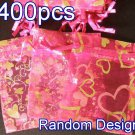 400pcs Hot Pink 2.7x3.5inch(7x9cm) Organza Bag Pouch for Gift Jewelry Random Design