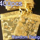 400pcs Yellow 2.7x3.5inch(7x9cm) Organza Bag Pouch for Gift Jewelry Random Design
