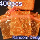 400pcs Orange 2.7x3.5inch(7x9cm) Organza Bag Pouch for Gift Jewelry Random Design