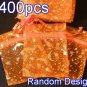 400pcs Orange 2.7x3.5inch(7x9cm) Organza Bag Pouch for Gift Jewelry Random Design