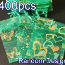 400pcs Green 2.7x3.5inch(7x9cm) Organza Bag Pouch for Gift Jewelry Random Design