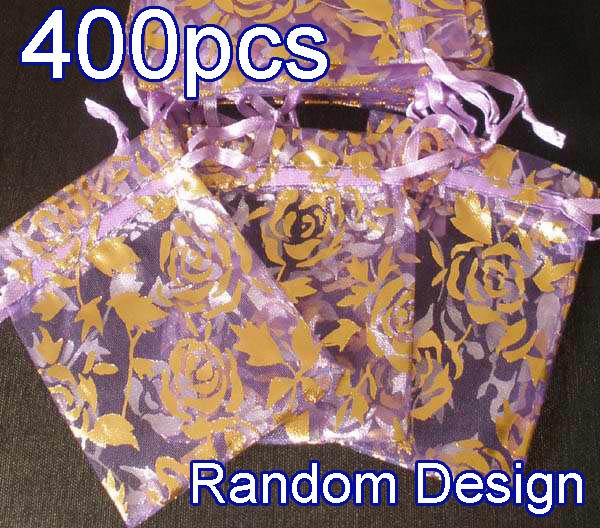 400pcs Lilac Purple 2.7x3.5inch(7x9cm) Organza Bag Pouch for Gift Jewelry Random Design