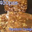 400pcs Brown 2.7x3.5inch(7x9cm) Organza Bag Pouch for Gift Jewelry Random Design