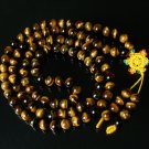 108 Natural Tiger Eye Gem 0.4inch Bead Buddhist Prayer Mala Necklace