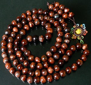 108 Natural Red Tiger Eye Gem 0.4inch Bead Buddhist Prayer Mala Necklace