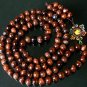 108 Natural Red Tiger Eye Gem 0.4inch Bead Buddhist Prayer Mala Necklace