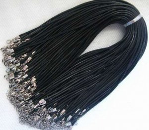 100pcs waxed robbin silk jewelry pendant 2mm black cords with clasp for necklace cord2