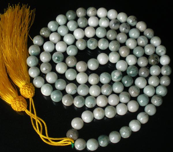 108 Tibet Natural Gemstn 0.4inch Bead Buddhist Prayer Mala Necklace