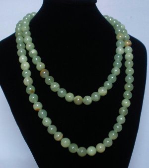 54inch Light Green Gemstone 0.4inch Bead Long Necklace