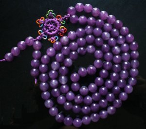 Tibet 108 Purple Agate Gemstone 0.3inch Bead Necklace