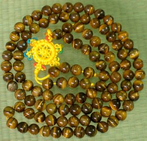 Tibet 108 Tiger Eye Gemstone 0.3inch Bead Necklace