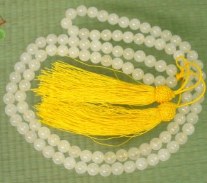 Tibet 108 Natural White Jade Gemstone 0.3inch Bead Necklace