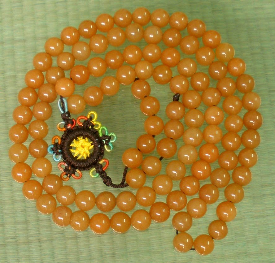 Tibet 108 Natural Orange Dongling Jade Gemstone 0.3inch Bead Necklace
