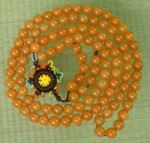 Tibet 108 Natural Orange Dongling Jade Gemstone 0.3inch Bead Necklace