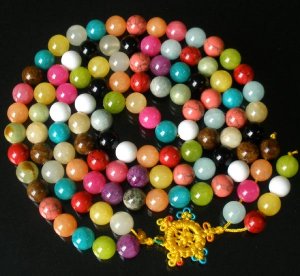 108 Tibet Colorful Gemstone 0.4inch Bead Necklace