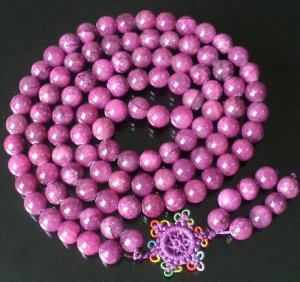 108 Tibet Veins Purple Gemstone Stone 0.4inch Bead Necklace