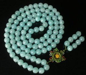 108 Tibet Baby Blue Gemstone Stone 0.4inch Bead Necklace