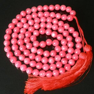 108 Tibet Light Red Gemstone Stone 0.4inch Bead Necklace