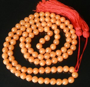 108 Tibet Light Orange Gemstone Stone 0.4inch Bead Necklace