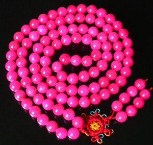 108 Tibet Hot Pink Gemstone Stone 0.4inch Bead Necklace
