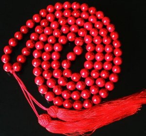108 Tibet Dark Red Gemstone Stone 0.4inch Bead Necklace
