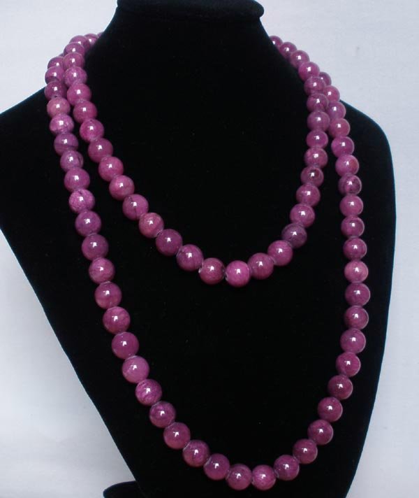 54inch Purple Gemstone 0.4inch Bead Long Necklace