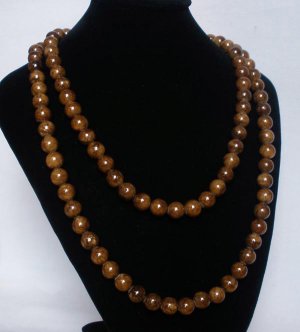 54inch Brown Gemstone 0.4inch Bead Long Necklace