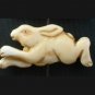 Tibet Yak Bone Carved Running Rabbit Coney Cony Lapin IB01
