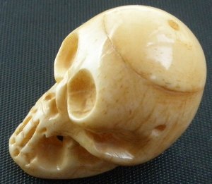Tibet Yak Bone Hand Carved Yellow Human Skull Cranium Framework IZ01