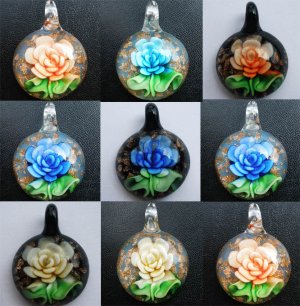 1pcs Glass Lampwork Hand Art Craft Colorful Cheap Jewelry Pendant with Necklace Cord SC094-100