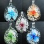 1pcs Glass Lampwork Hand Art Craft Colorful Cheap Flower Jewelry Pendant with Cord SC0107-111